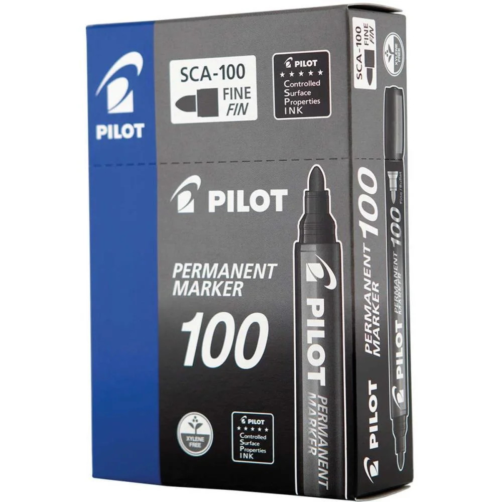 Pincel Marcador Permanente Sca 100 Ponta Redonda Preto Pilot (Cx.c/12) - imagem 5
