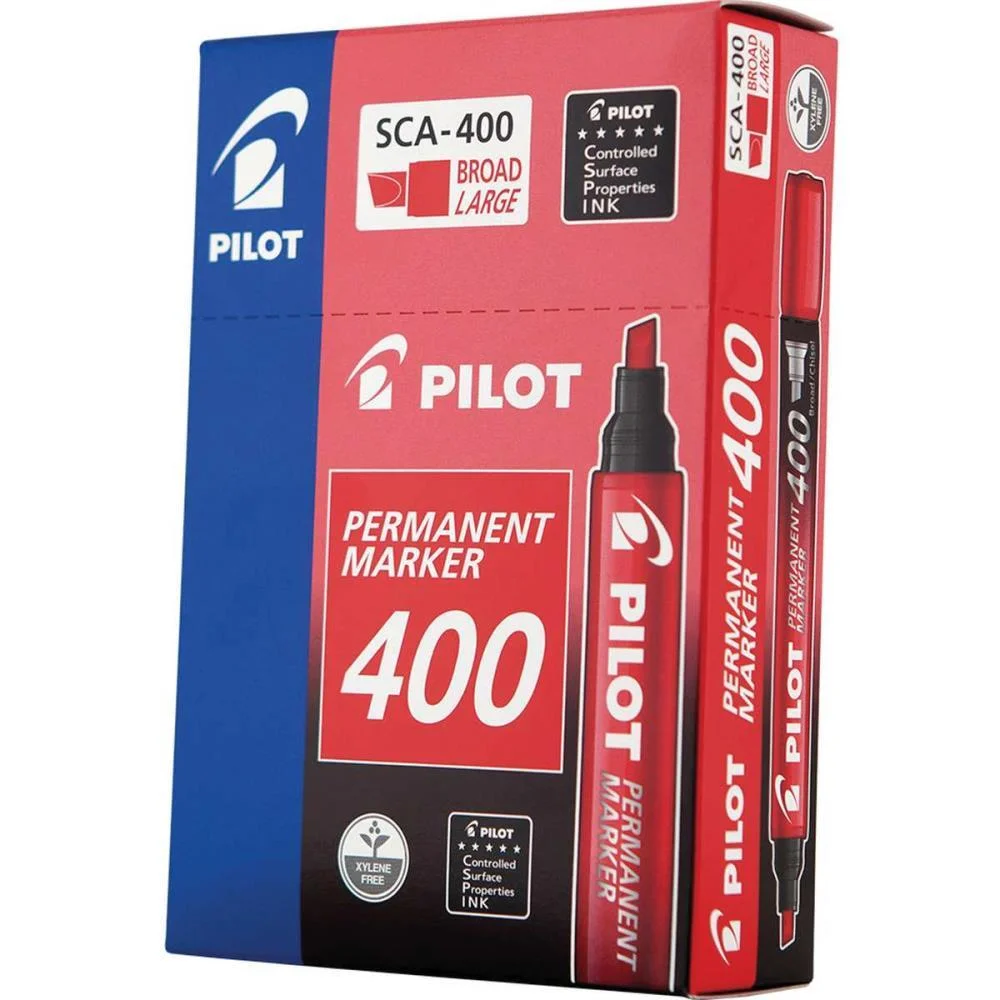 Pincel Marcador Permanente Sca 400 Ponta Chanfrada Vermel Pilot (Cx.c/12) - imagem 5