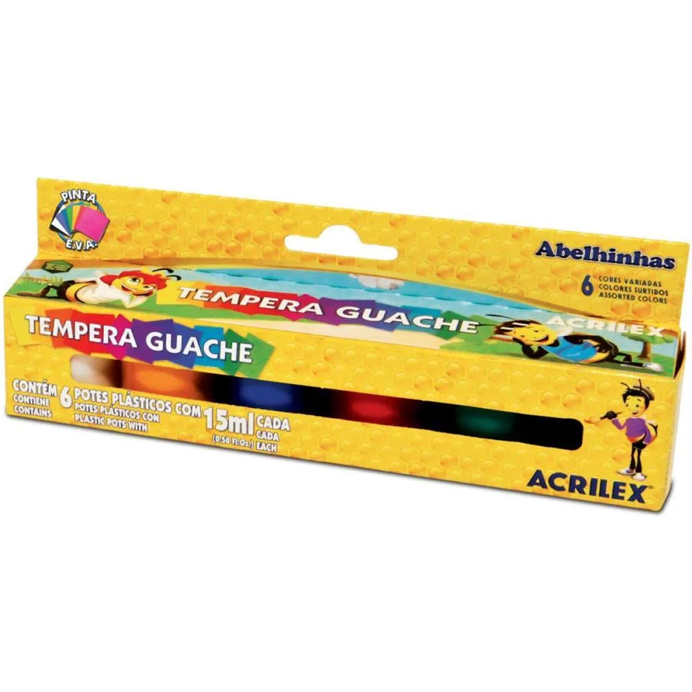 Tinta Guache 015Ml 06 Cores Auto Servico Acrilex (Pct.c/12) - imagem 3