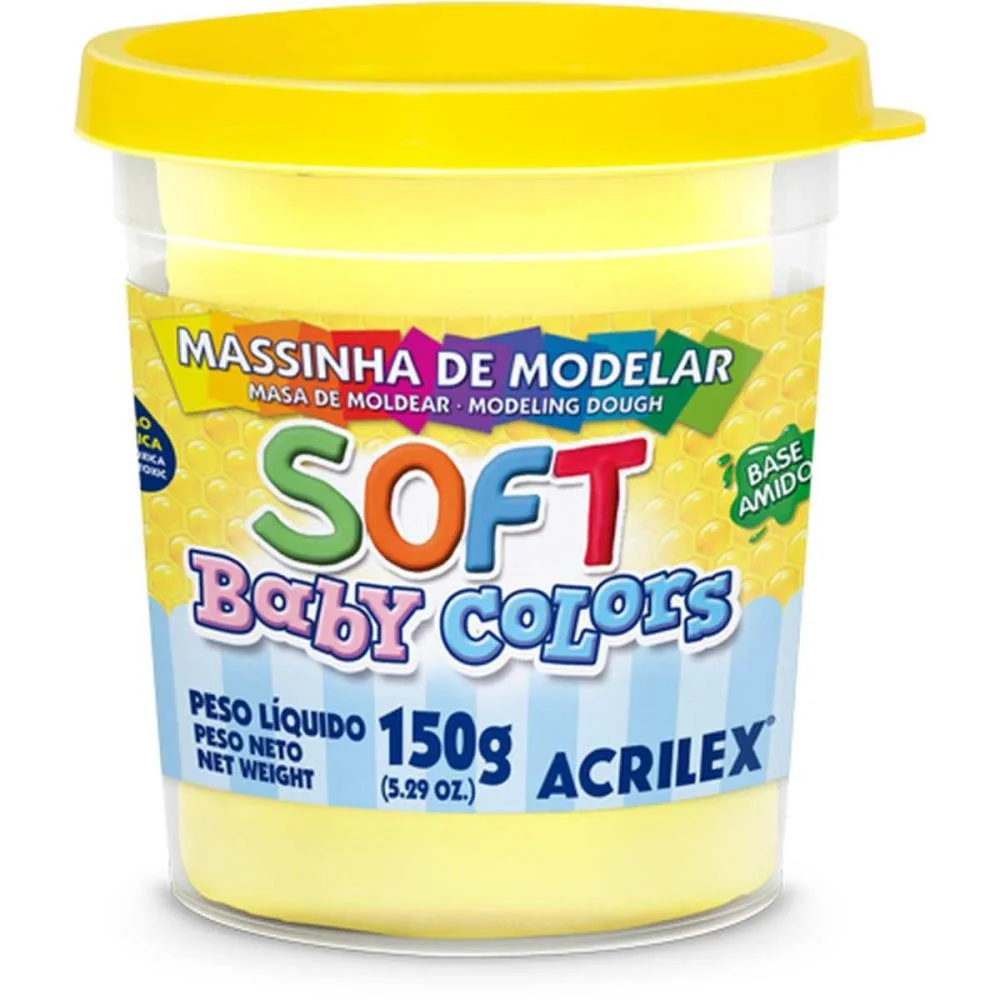 Massa Para Modelar Soft 150G.amarelo Bebe Bs Amid Acrilex (Pote) - imagem 3