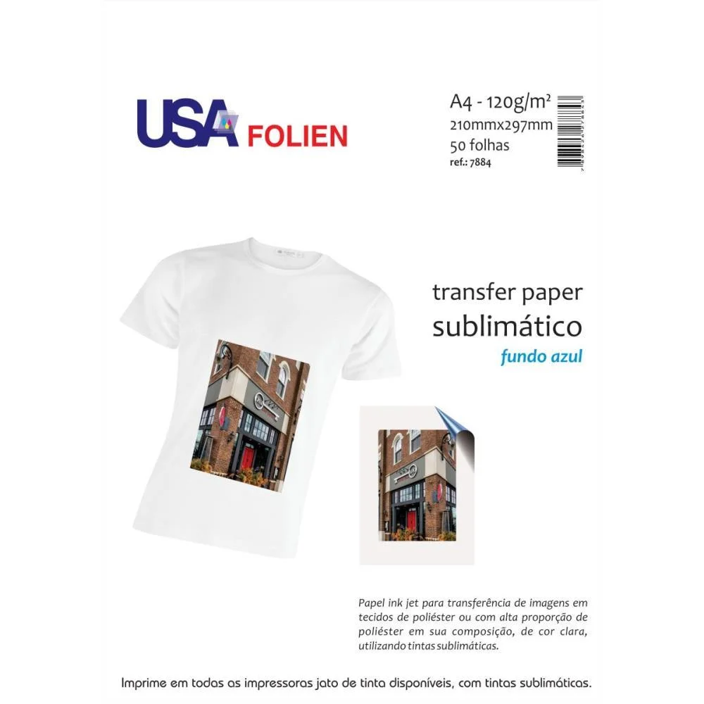 Papel Transfer Sublimatico Fundo Azul A4 120G Usa Folien (Pct.c/50) - imagem 2
