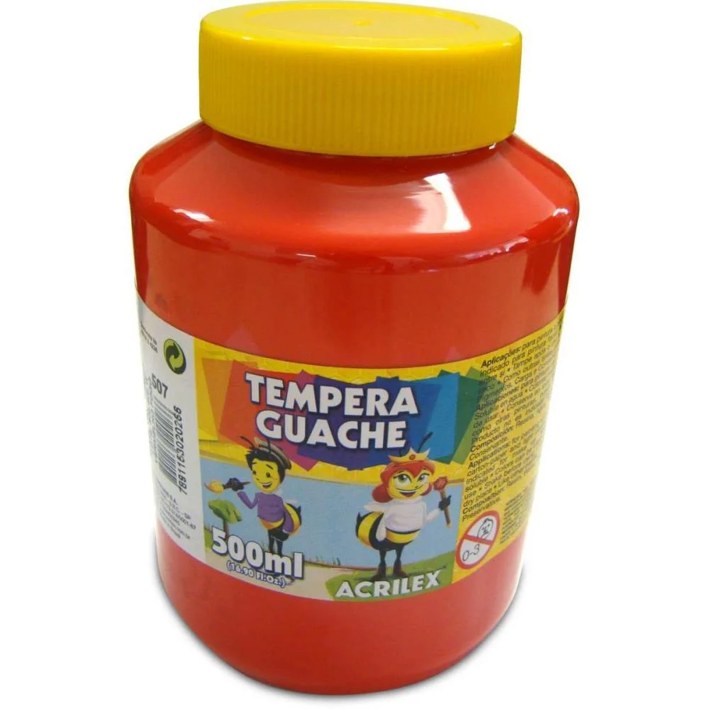 Tinta Guache 500Ml Vermelho Vivo Acrilex (Cx.c/06) - imagem 2