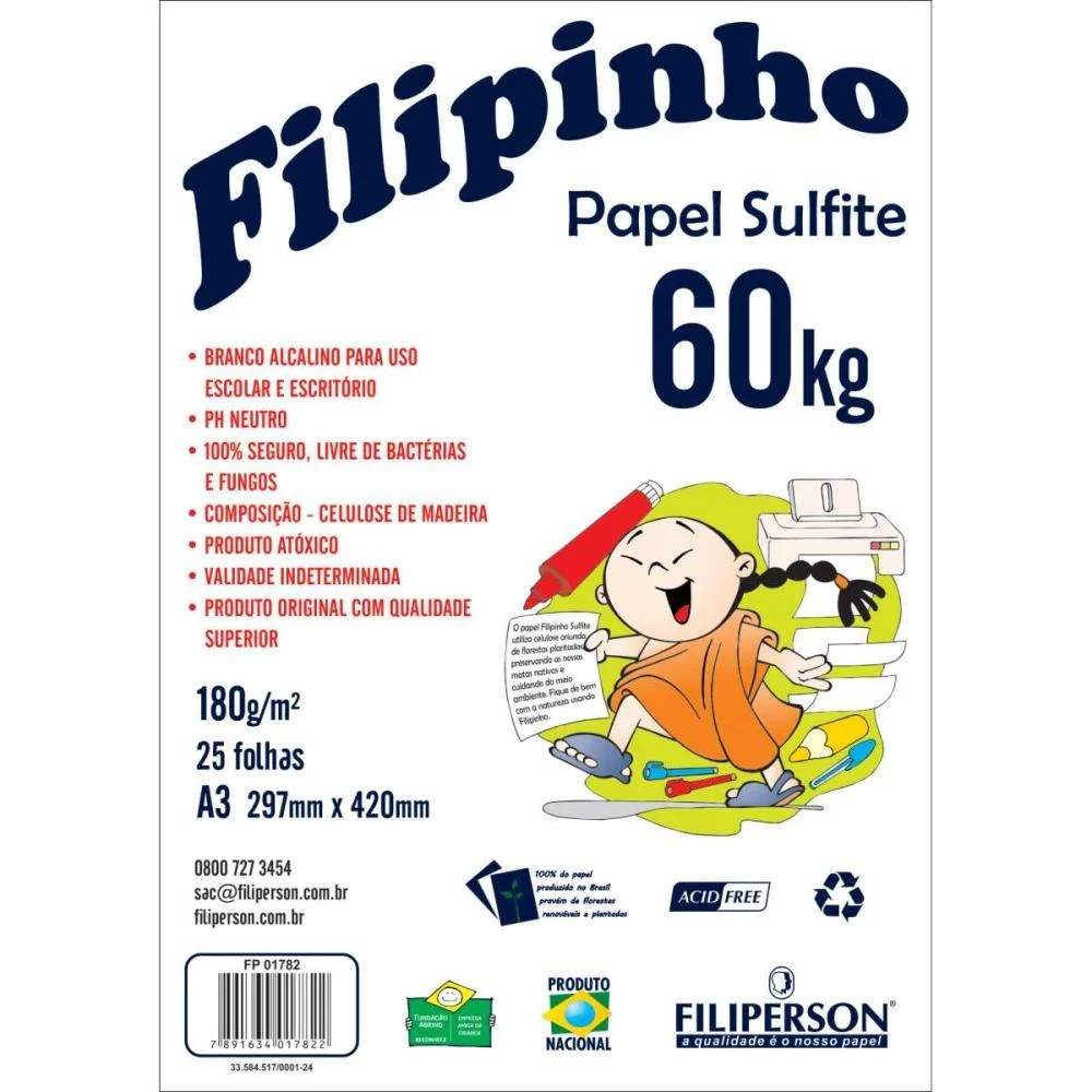 Papel Sulfite A3 60 Kilos 25Fls. Branco Filiperson (Pacote) - imagem 2