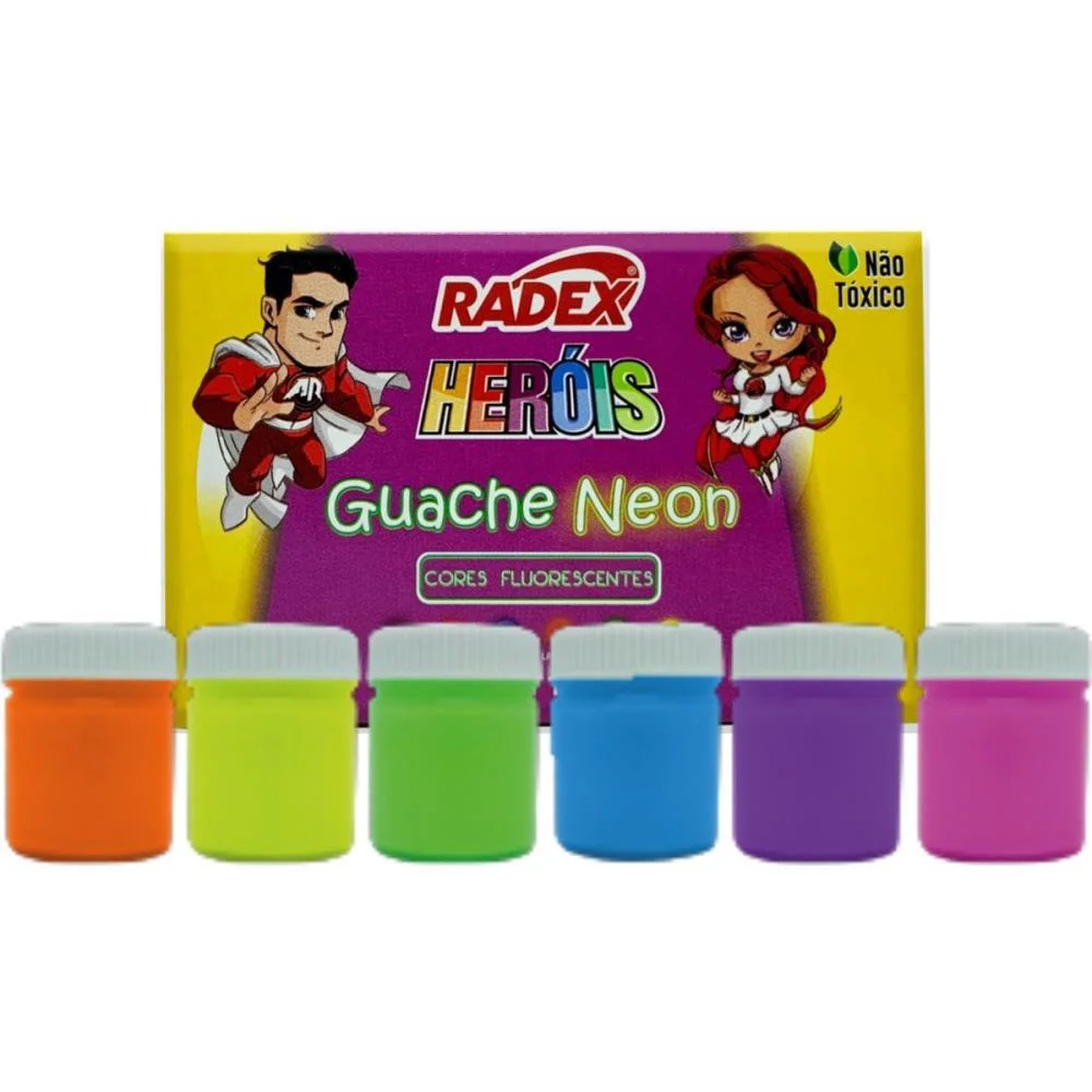 Tinta Guache 015Ml Neon Asuper 06 Cores Radex (Estojo) - imagem 2