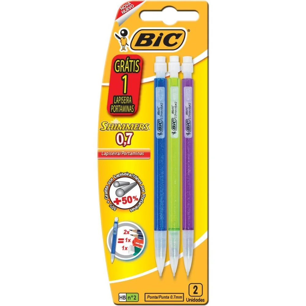 Lapiseira 0.7Mm Shimmers Cores Sortidas Bic (Bl.c/03) - imagem 3