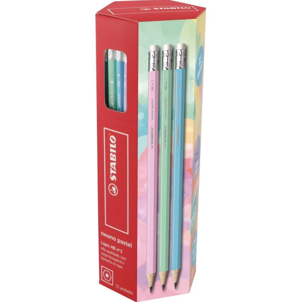 Lapis Preto Sextavado Stabilo Swano C/Borracha Sort. Sertic (Pote-72) - imagem 2