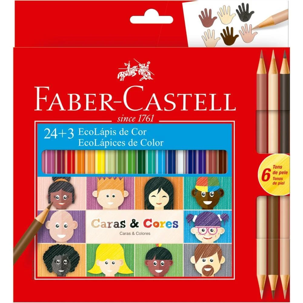 Lapis De Cor Sextavado Caras E Cores 24Cores + 3Cores Faber-Castell (Pct.c/06) - imagem 3
