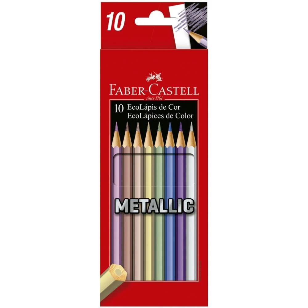 Lapis De Cor Sextavado Ecolapis 10 Cores Metallic Faber-Castell (Pct.c/12) - imagem 2