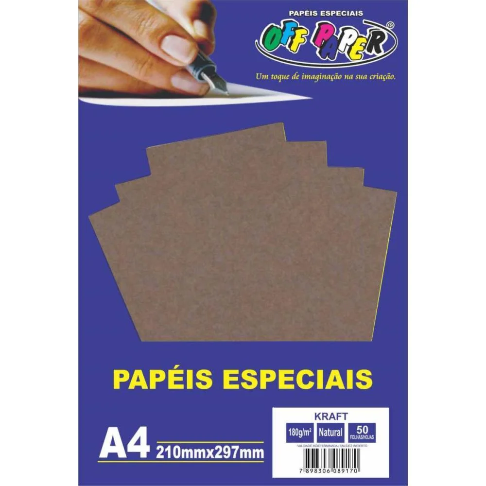 Papel Kraft Folha Kraft Natural A4 180G. Off Paper (Pct.c/50) - imagem 3