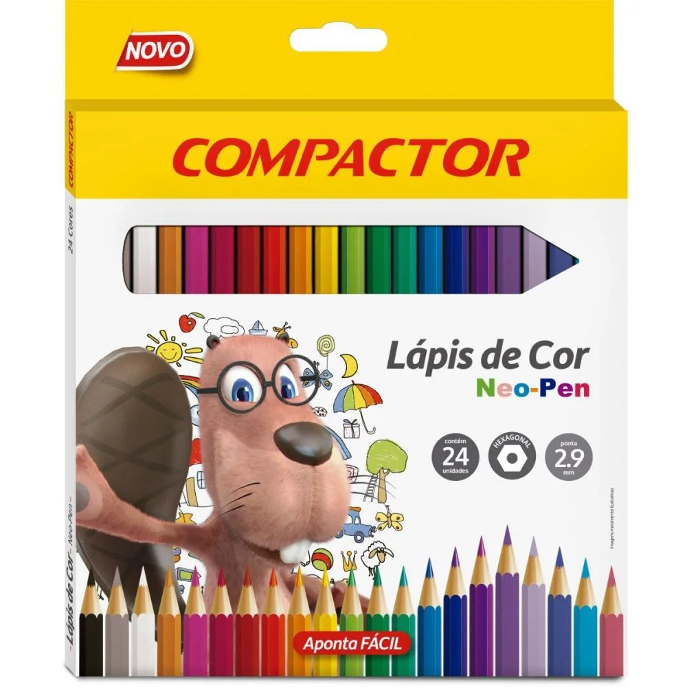 Lapis De Cor Sextavado Neo-Pen 24Cores 2,9Mm Compactor (Pct.c/06) - imagem 2