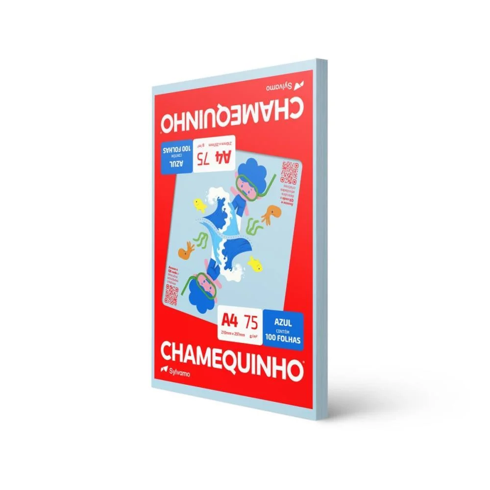 Papel Sulfite A4 Colorido Chamequinho 75G Azul Chamex (Pct/100) - imagem 3