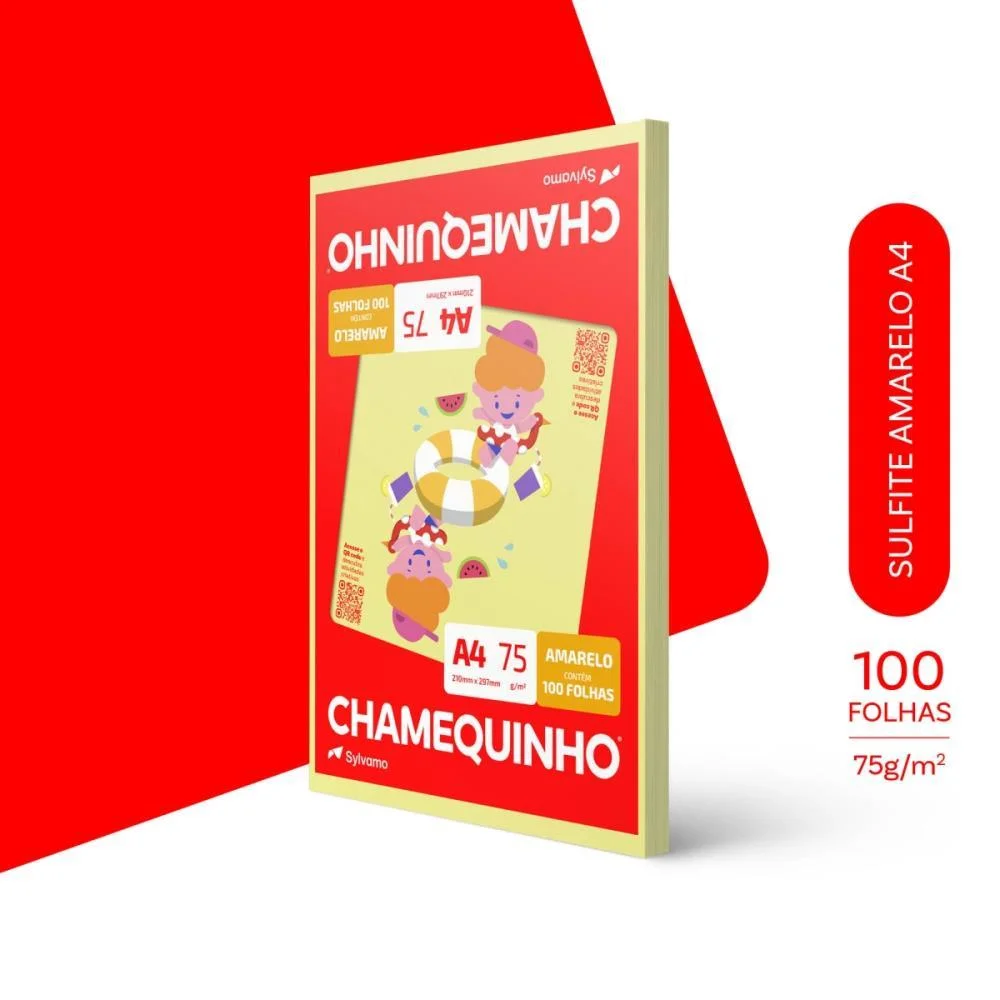 Papel Sulfite A4 Colorido Chamequinho 75G Amarelo Chamex (Pct/100) - imagem 4