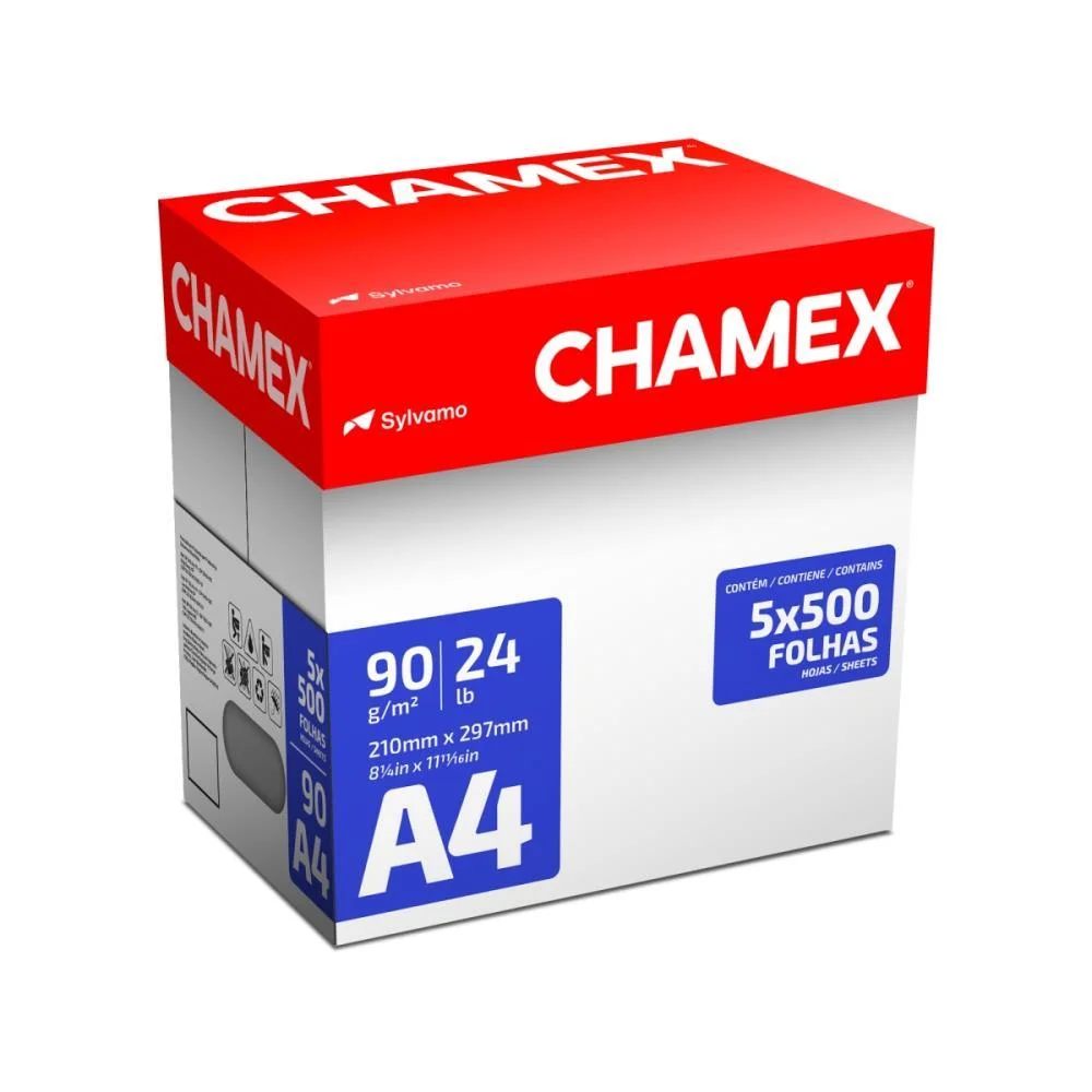 Papel Sulfite A4 Chamex Super 90G 5 Pctx500 Fls Chamex (Cx.c/05) - imagem 3