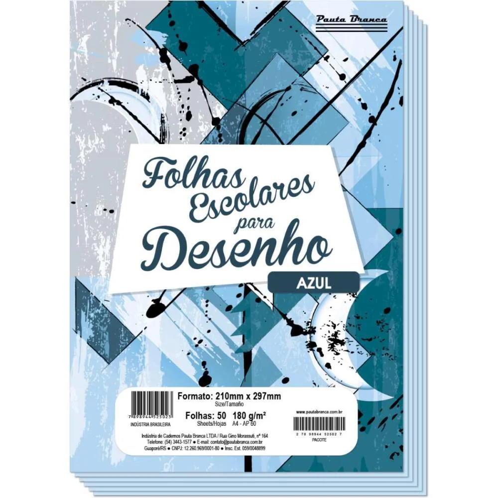 Papel Sulfite A4 Colorido Ap60 180G 60Kg. Azul 50Fls. Pauta Branca (Pacote) - imagem 3