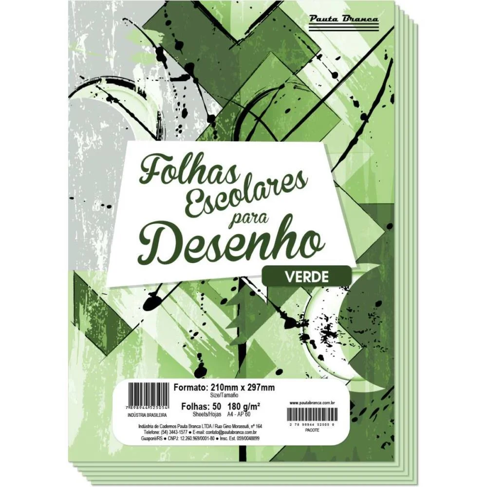 Papel Sulfite A4 Colorido Ap60 180G 60Kg. Verde 50Fls. Pauta Branca (Pacote) - imagem 3