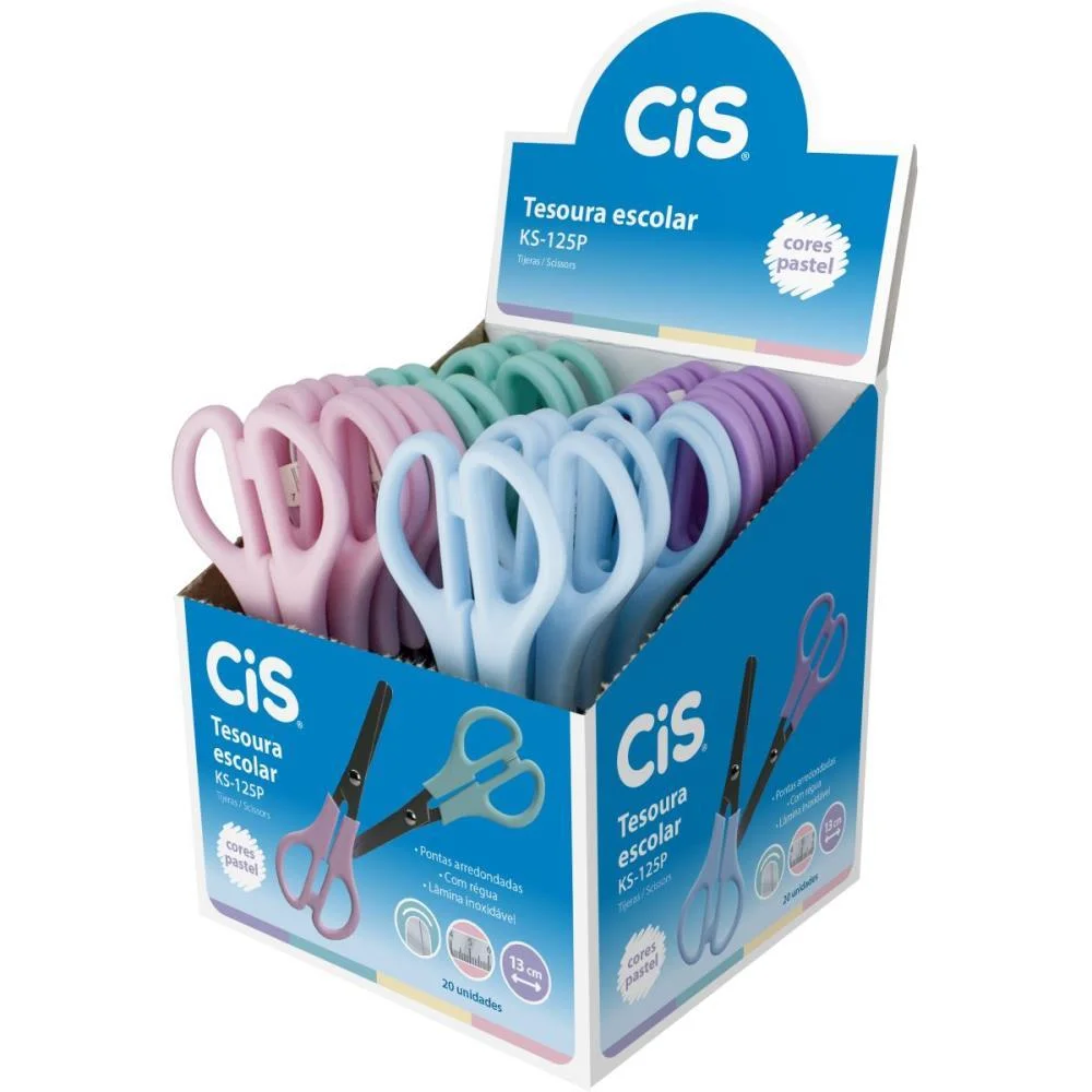 Tesoura Escolar Cis Ks-125P 4 Cores Pastel Sertic C/ 20 Unidades - imagem 3