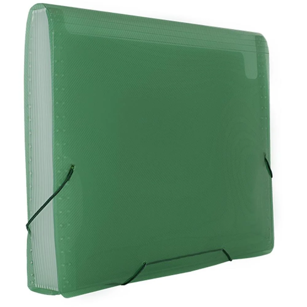 Pasta Sanfonada Plastica A4 12 Divisoes Verde Polibras (Unidade) - imagem 2