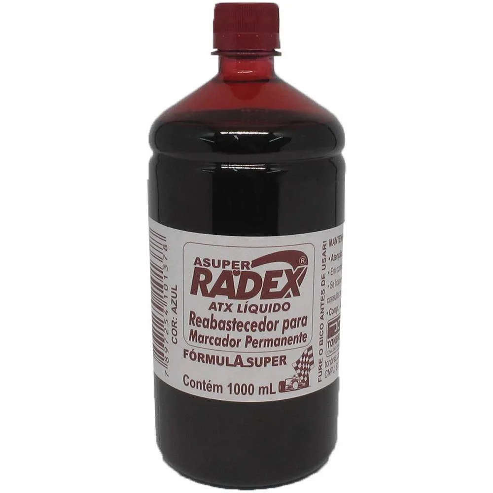Tinta Marcador Permanente Reabastecedor 1000Ml Vermelho Radex (Unidade) - imagem 2