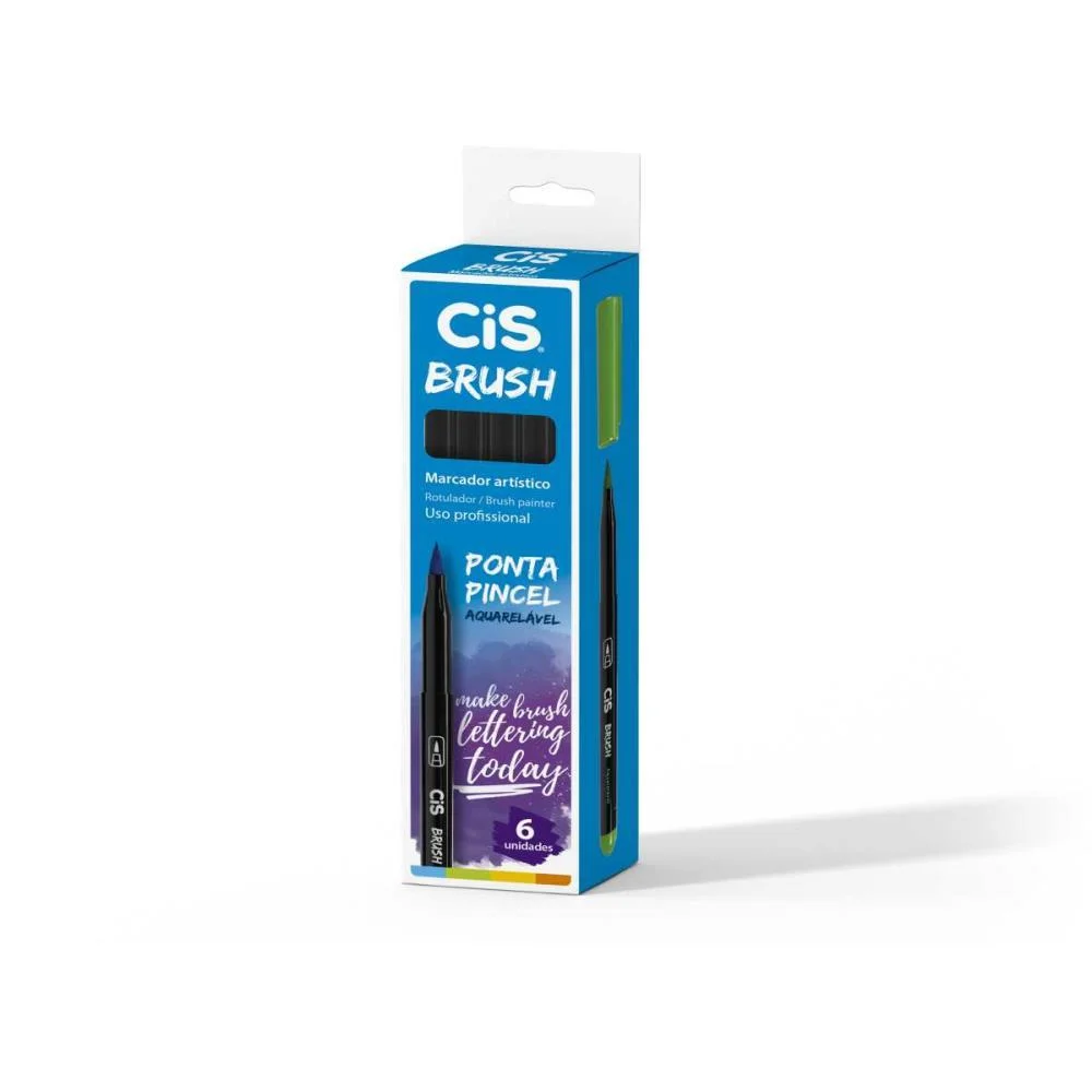 Marcador Artistico Cis Brush N.01 Preta Sertic (Cx.c/06) - imagem 2