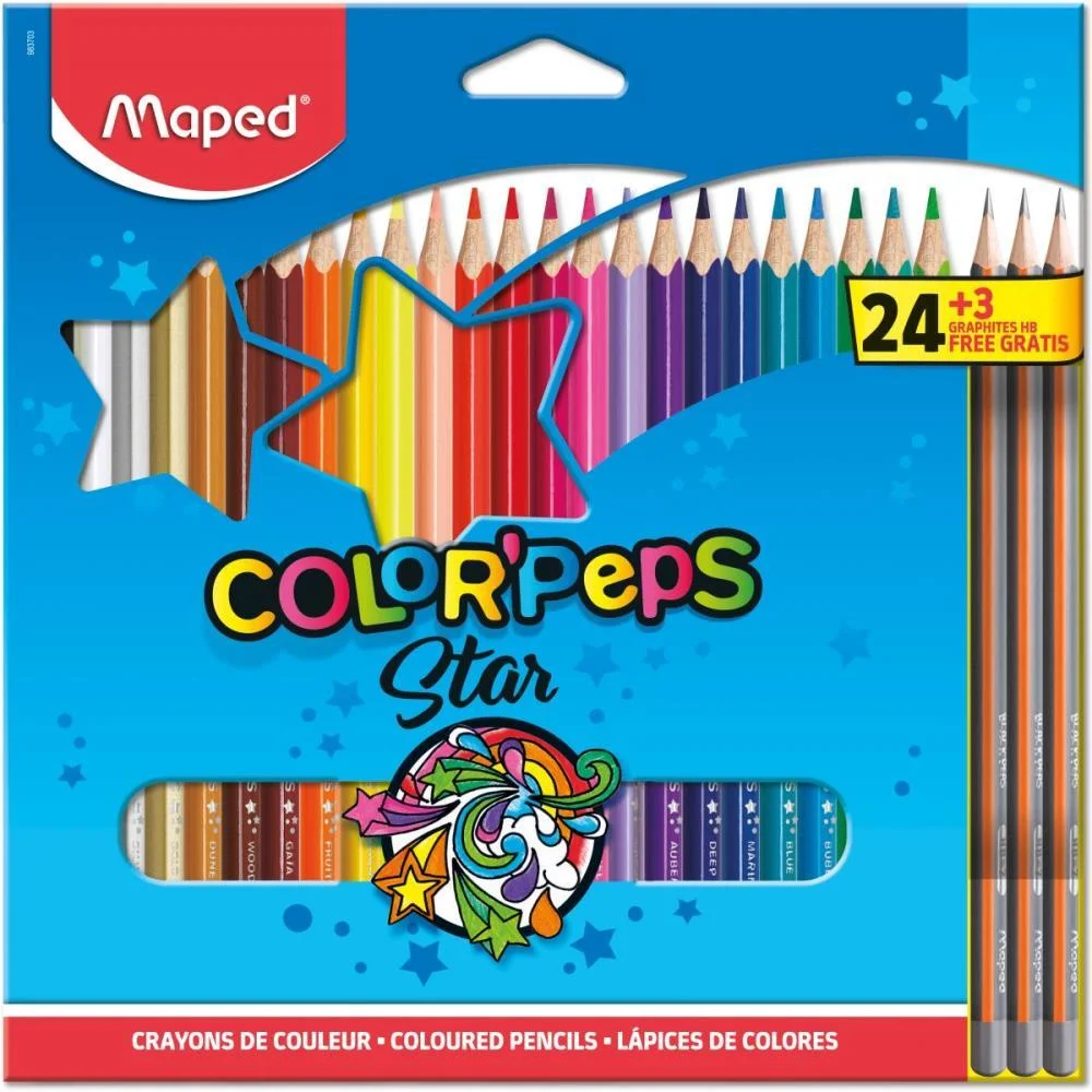 Lapis De Cor Triangular Color Peps 24 Cores+3Lapis Pr Maped (Pct.c/04) - imagem 3