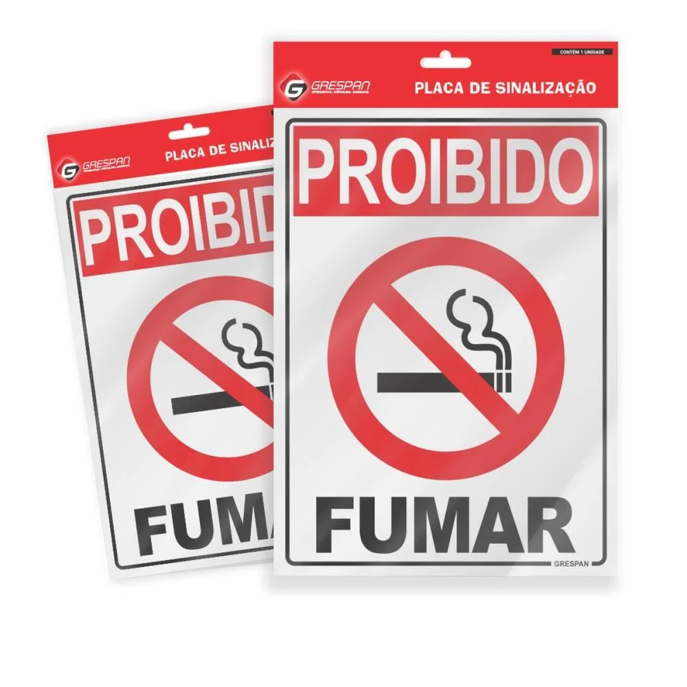 Placa De Sinalizacao Proibido Fumar 15X20Cm. Grespan (Pct.c/05) - imagem 2