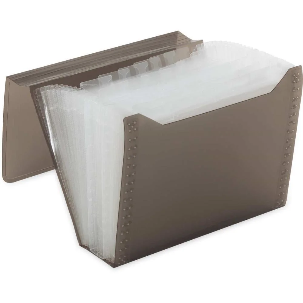 Pasta Sanfonada Plastica Duplicata 12Div New Line Fume Polibras (Unidade) - imagem 3