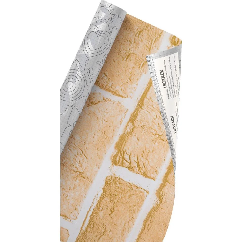 Plastico Adesivo 45Cmx10M Fantasia Tijolo 01 0,80 Leonora (Rolo) - imagem 2