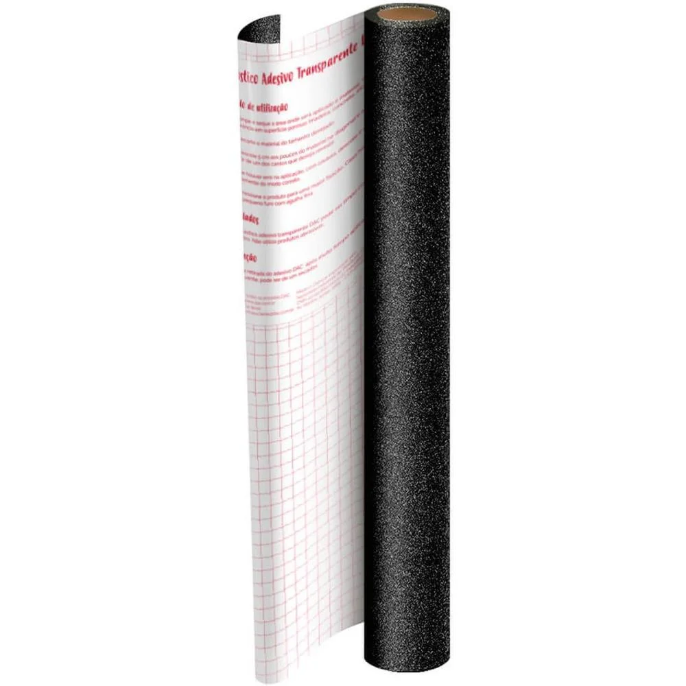 Plastico Adesivo 45Cmx10M Gliter Preto Pp 0,10 Dac (Rolo) - imagem 2