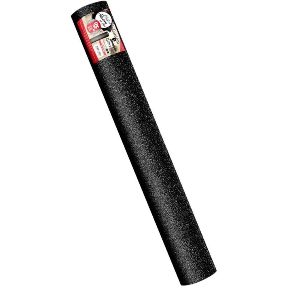 Plastico Adesivo 45Cmx10M Gliter Preto Pp 0,10 Dac (Rolo) - imagem 4