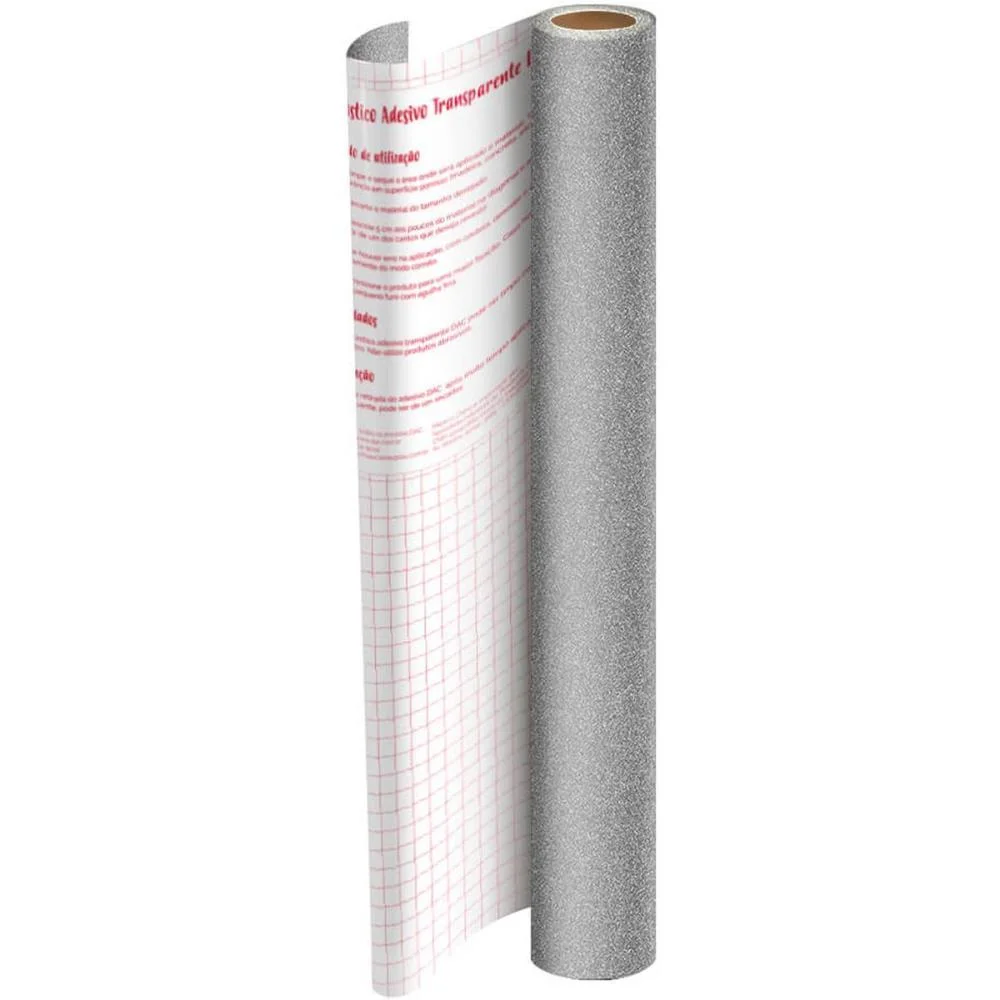 Plastico Adesivo 45Cmx10M Gliter Prata Pp 0,10 Dac (Rolo) - imagem 2