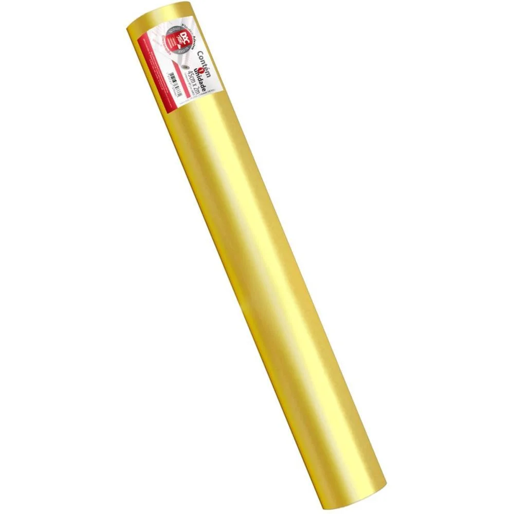 Plastico Adesivo 45Cmx10M Metalico Dourado Pp 0,08 Dac (Rolo) - imagem 4