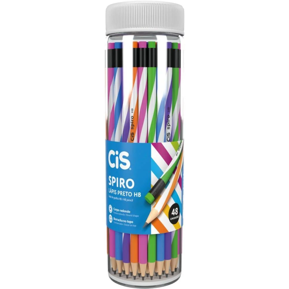 Lapis Preto Redondo Decorado Cis Spiro Plastico Sortidos Sertic (Pote-48) - imagem 4