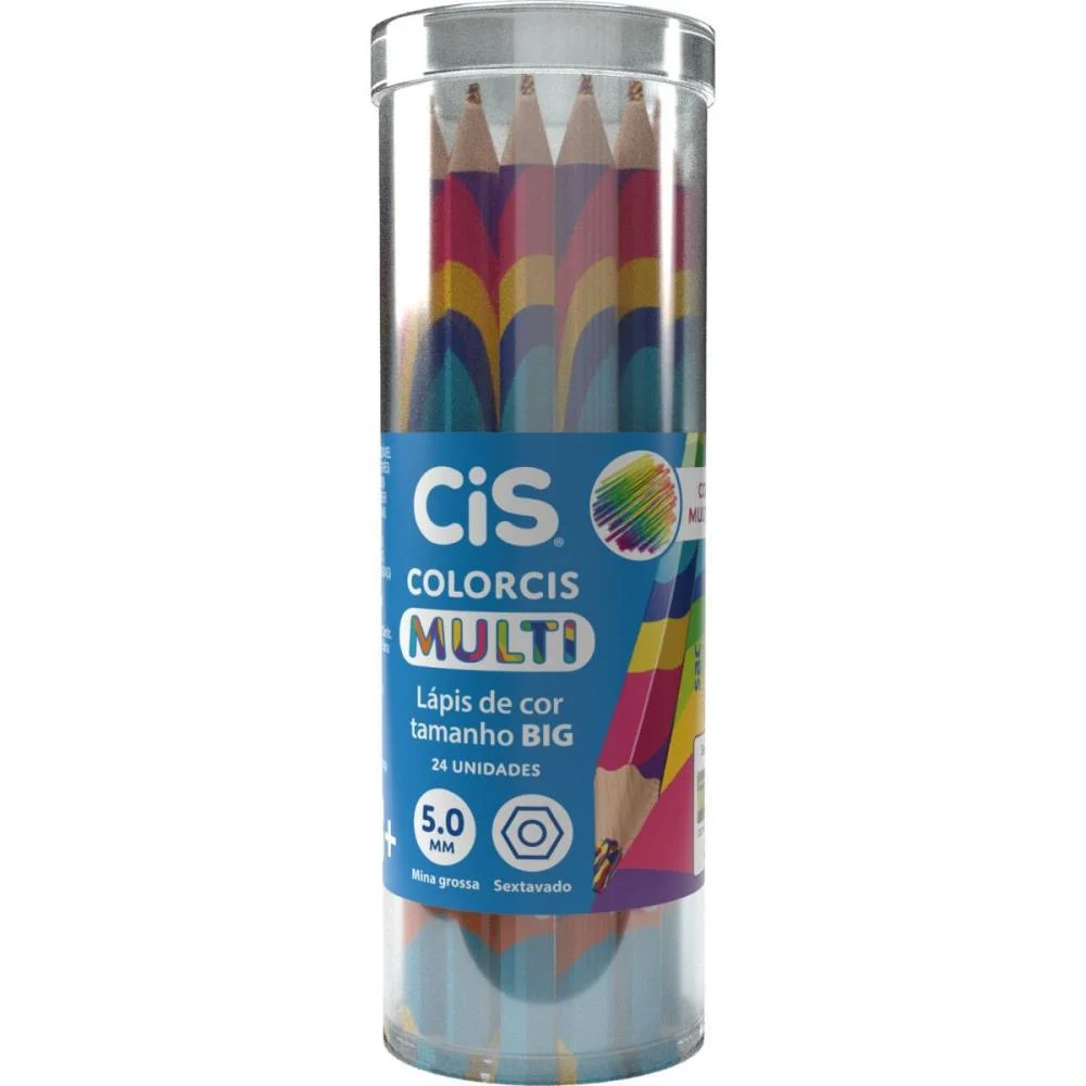 Lapis De Cor Jumbo Cis Multicolor Grafite 4 Cores Sertic (Pote-24) - imagem 3