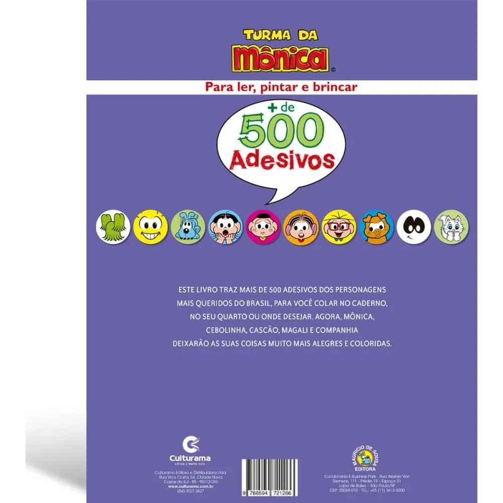 Livro Com Adesivos Turma Da Monica 40P.c/500Ades. Culturama - imagem 4