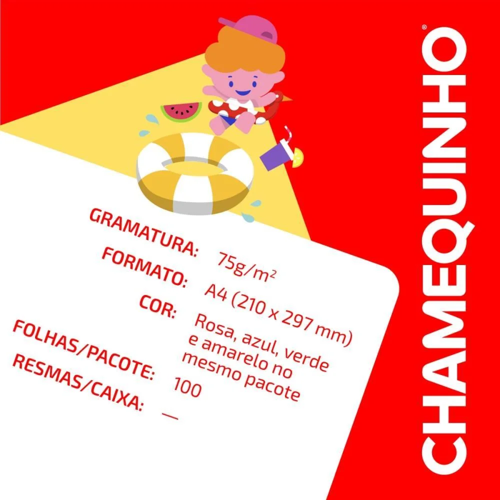 Papel Sulfite A4 Colorido Chamequinho 75G 4 Cores Chamex (Pct.c/100) - imagem 6