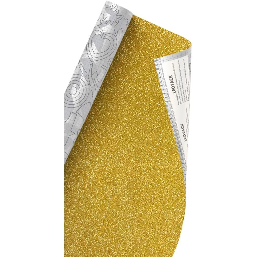 Plastico Adesivo 45Cmx10M Brilho Dourado 0,80 Leonora (Rolo) - imagem 4
