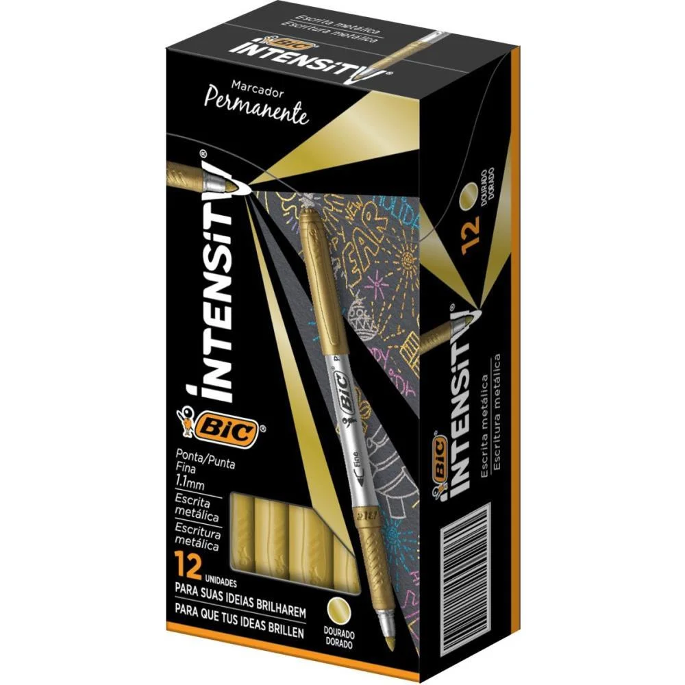 Pincel Marcador Permanente Marking Metalico 1.1Mm Dourado Bic (Cx.c/12) - imagem 2