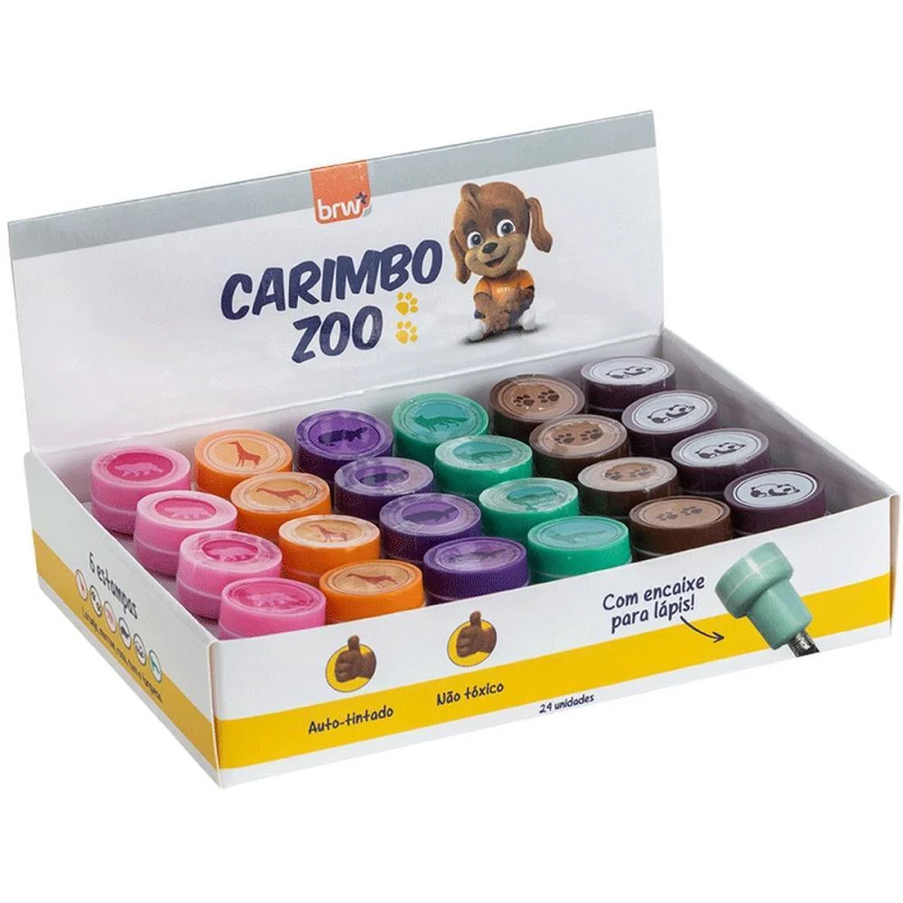 Carimbo Pedagogico Zoo 6 Modelos Sortidos Brw C/ 24 Unidades - imagem 3