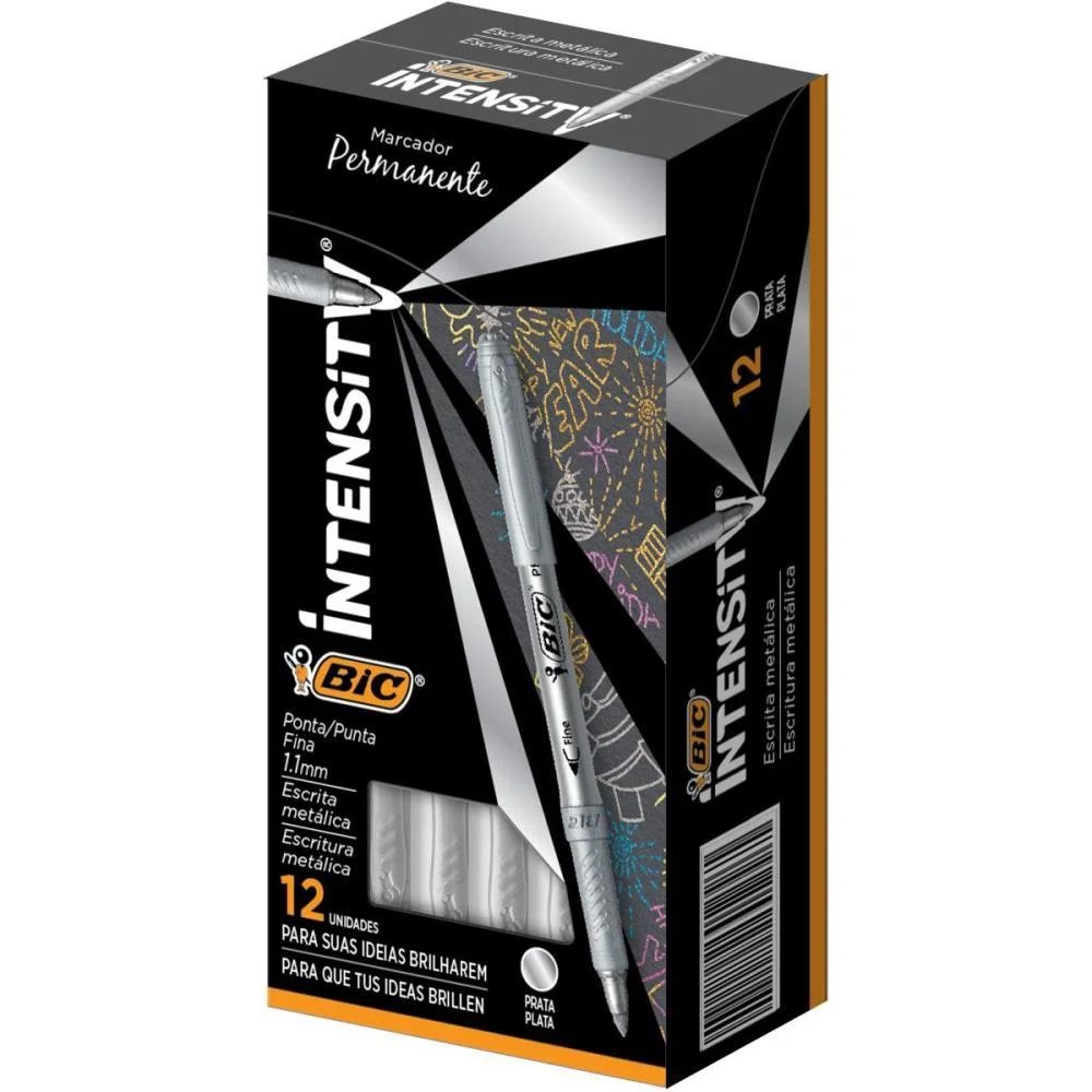 Pincel Marcador Permanente Marking Metalico 1.1Mm Prata Bic (Cx.c/12) - imagem 2