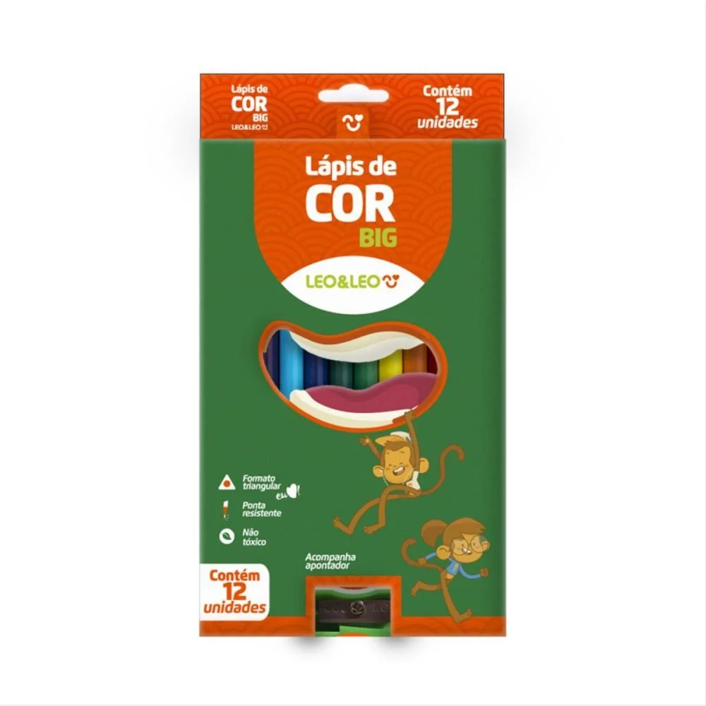 Lapis De Cor Jumbo Leo E Leo 12 Cores Triangular Leonora (Pct.c/06) - imagem 2