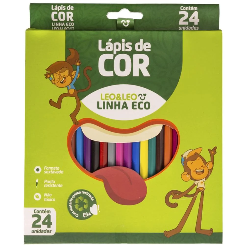 Lapis De Cor Sextavado Leo E Leo Eco 24 Cores Leonora (Pct.c/06) - imagem 4