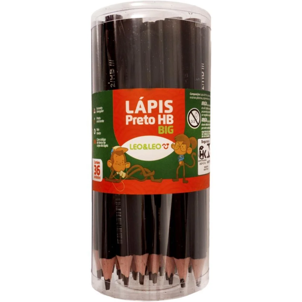 Lapis Preto Jumbo Leo E Leo Hb 15Cm Triangular Leonora (Pote-36) - imagem 3