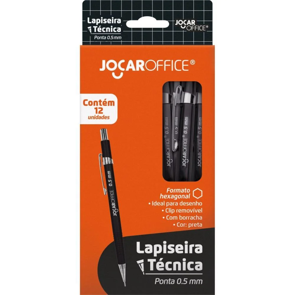 Lapiseira 0.5Mm Jocar Tecnica Hexagonal Preta Leonora (Cx.c/12) - imagem 4