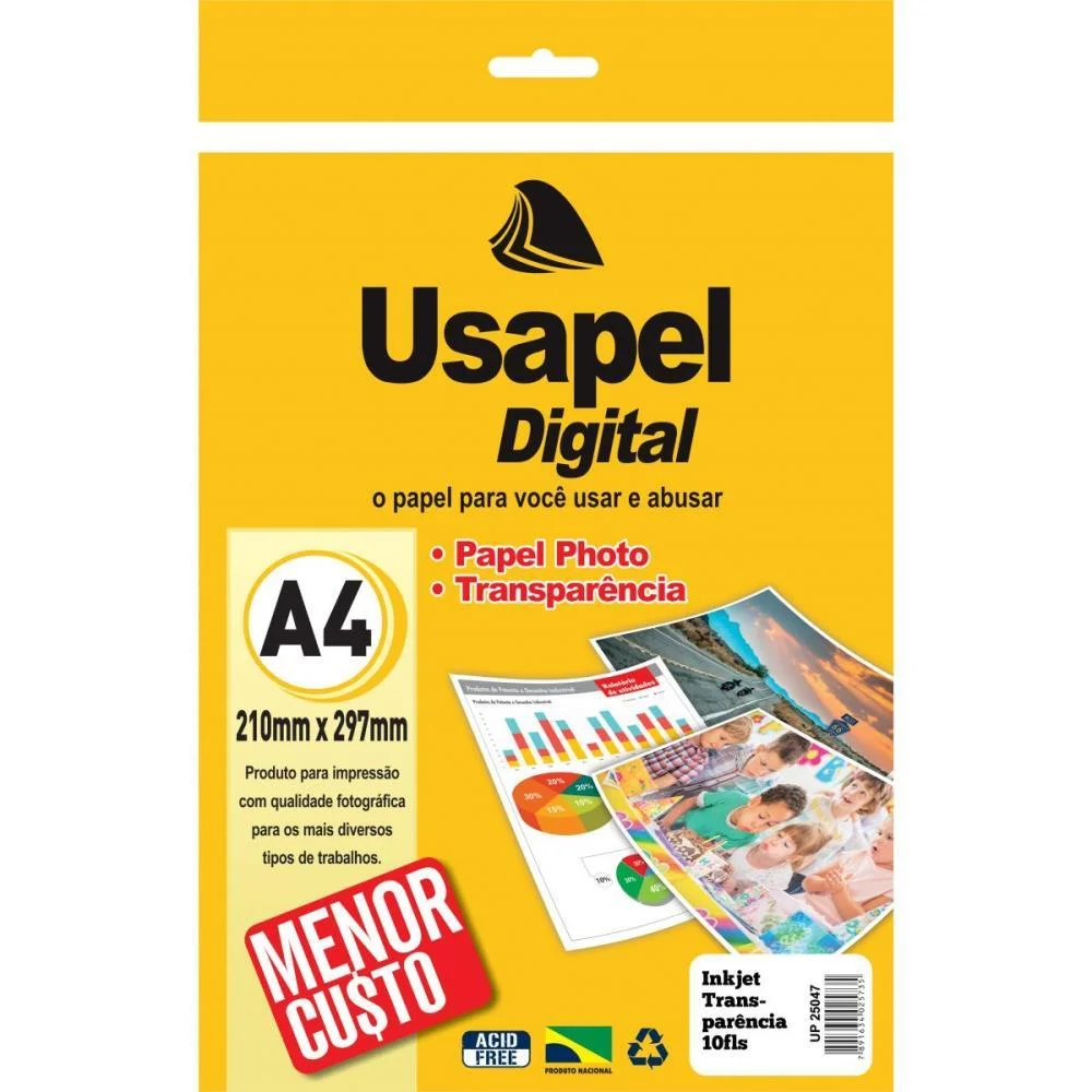 Transparencia Inkjet Usapel A4 75G Sem Tarja Filiperson (Pct.c/10) - imagem 3