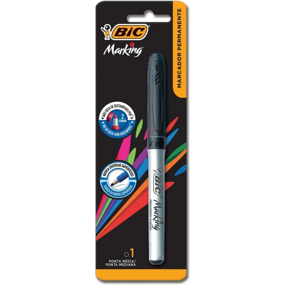 Pincel Marcador Permanente Marking 1.1Mm Preto Bic (Bl.c/01) - imagem 3