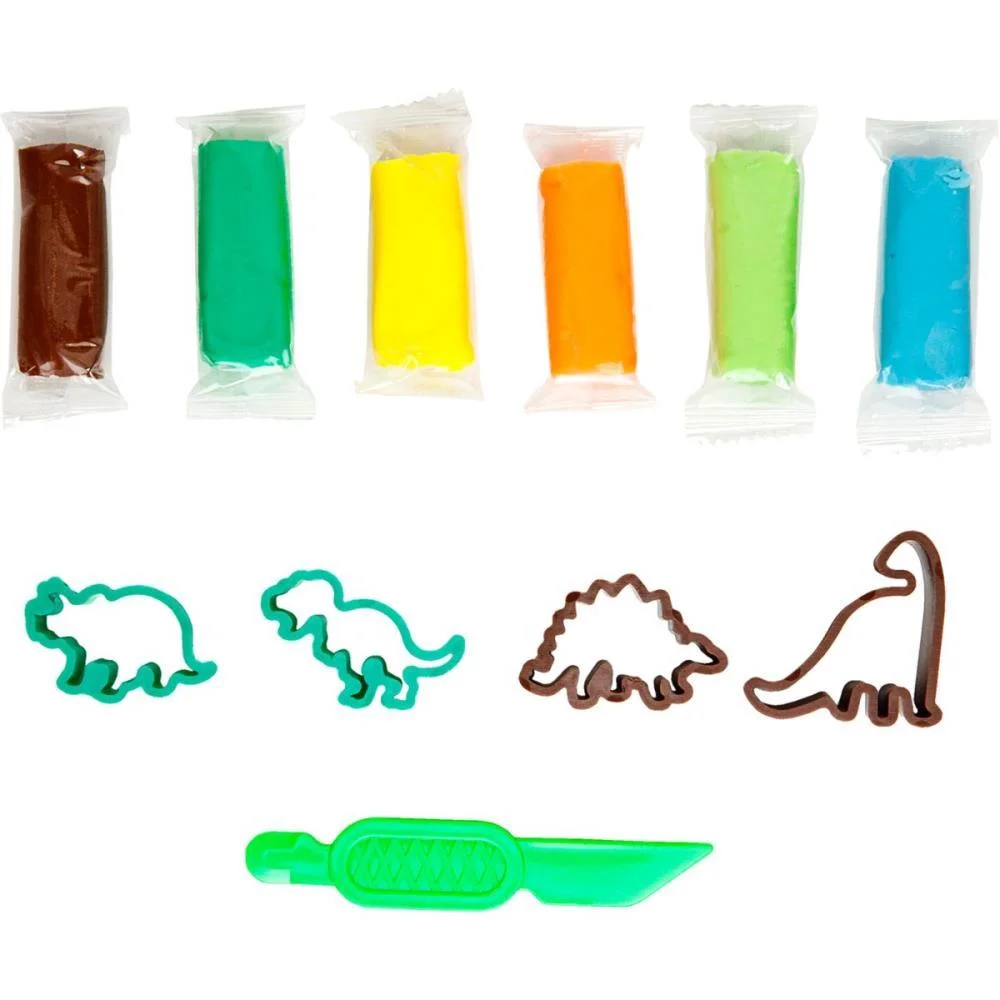 Massa Para Modelar Criativa Dino 6Cores + 5 Pecas Leonora (Kit) - imagem 4