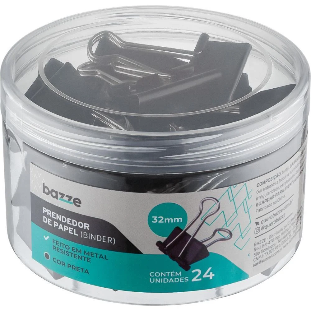 Prendedor De Papel Bazze Binder 32Mm Preto Summit (Pote-24) - imagem 2