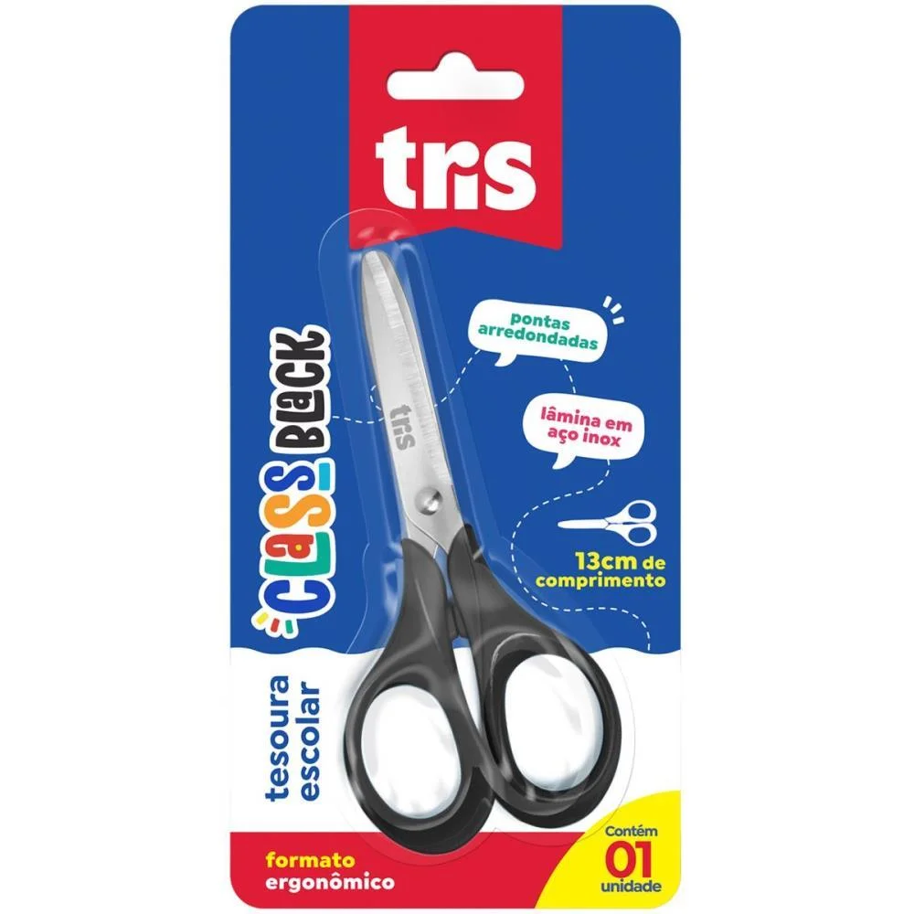 Tesoura Escolar Tris Class Black 13Cm Summit (Unidade) - imagem 2