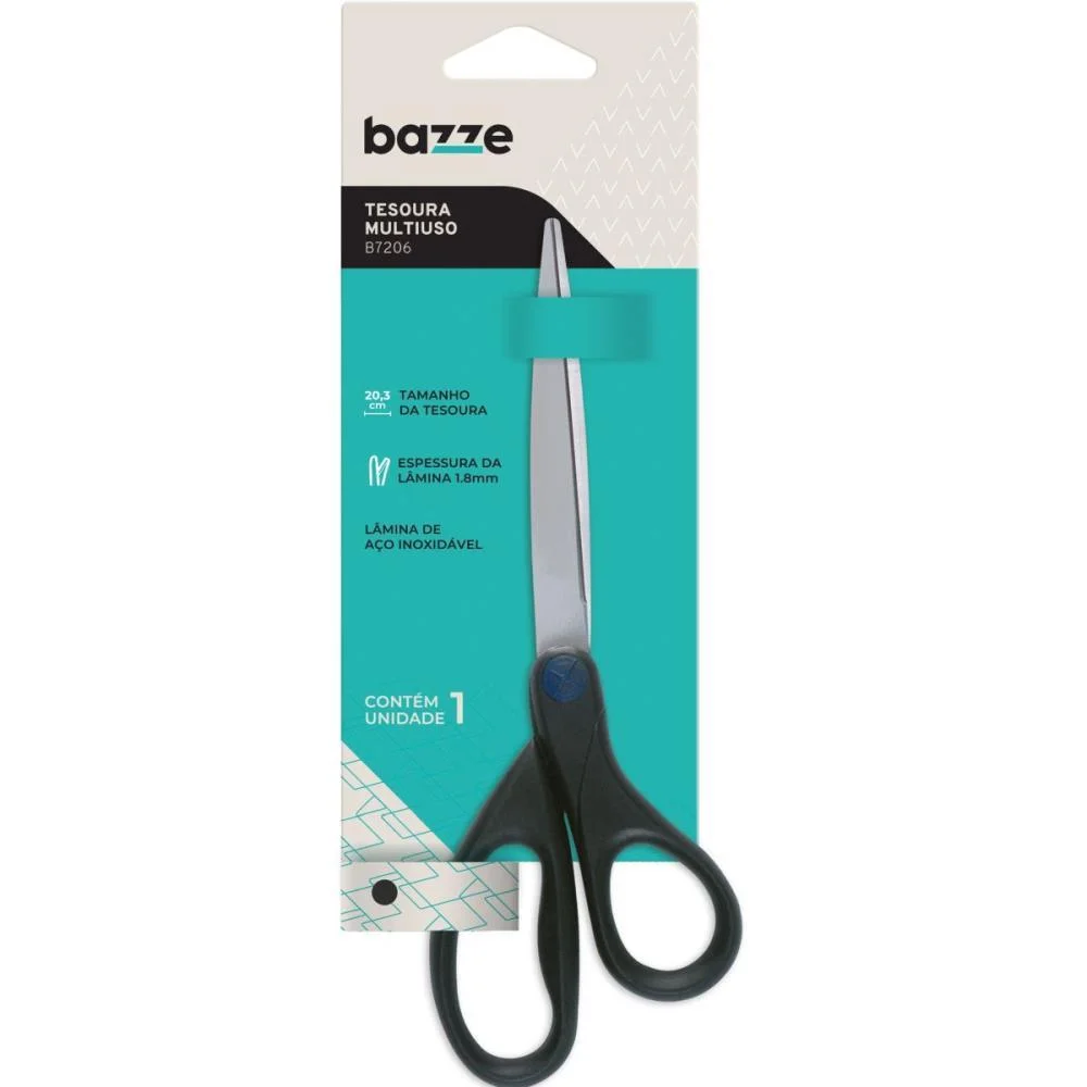 Tesoura Bazze B7206 20,3Cm Inox Preta Summit (Unidade) - imagem 4