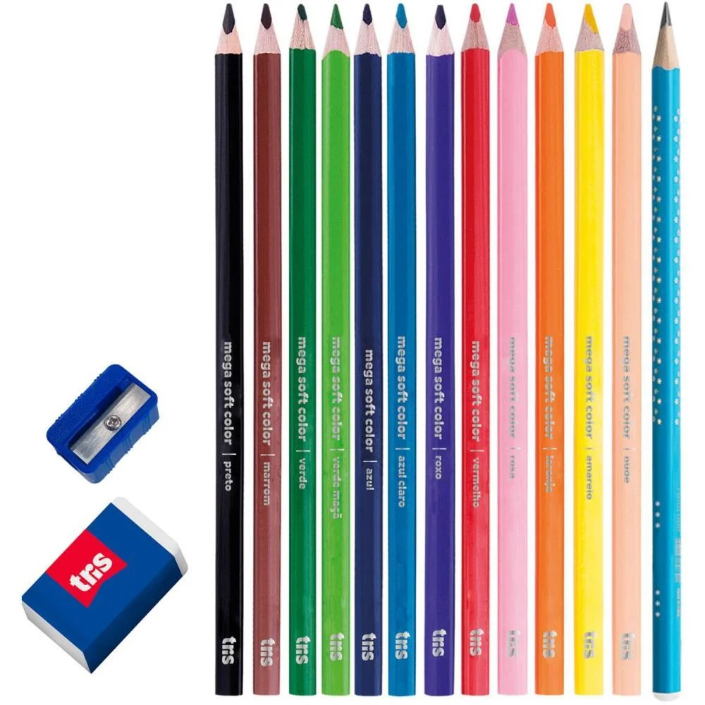 Lapis De Cor Triangular Mega Soft Color 12Cores C/Kit Summit (Pct.c/06) - imagem 4